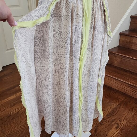 Rebecca Taylor Dress Silk A-Line Sleeveless V-Neck Midi Lined Neutral Size 0 - Picture 5 of 10